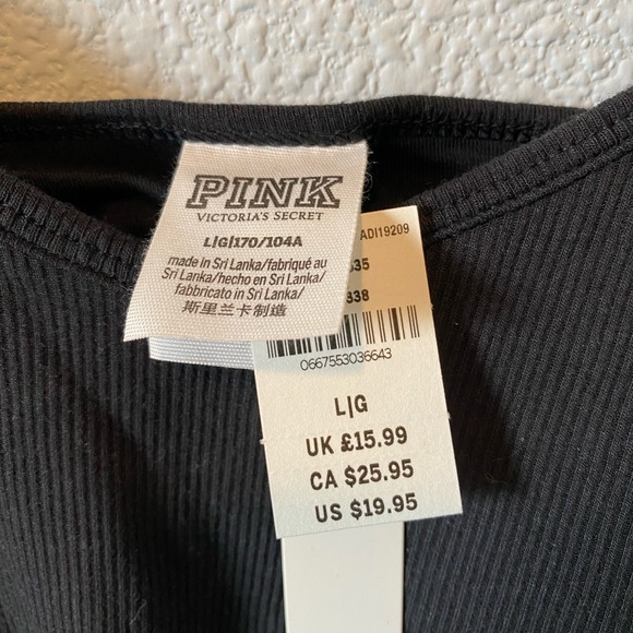 Pink by Victoria’s Secret crop tank, black, women’s Large, adjustable straps - Picture 3 of 4
